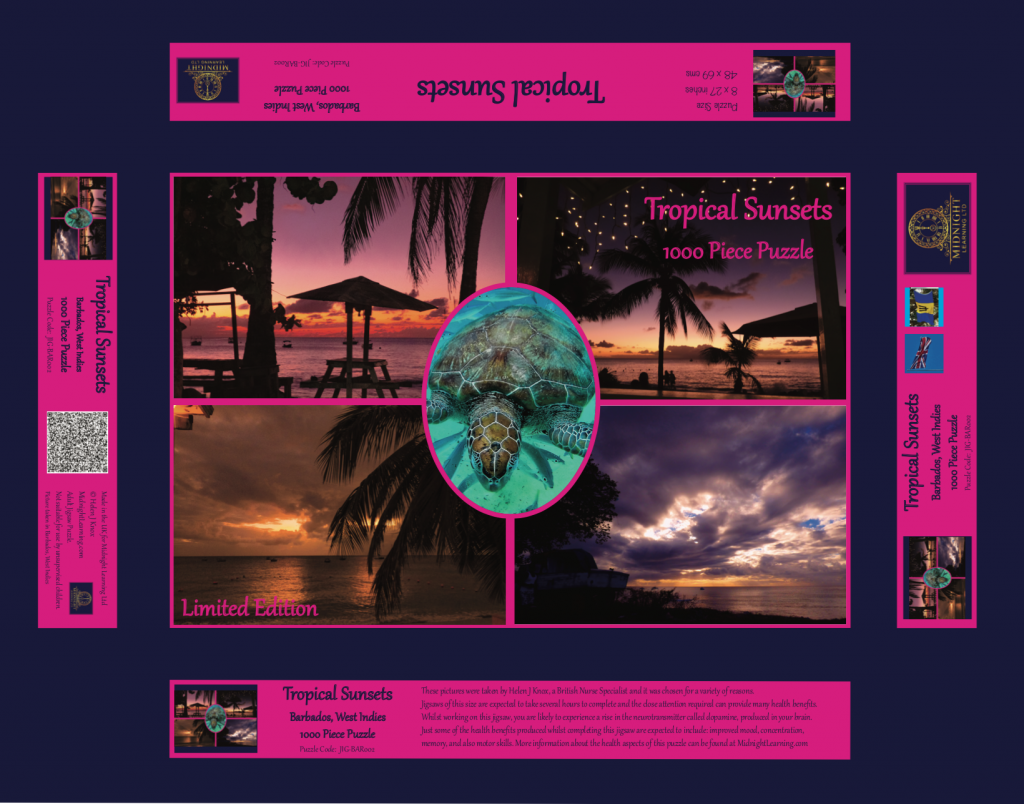 Tropical sunsets, Barbados, Caribbean Sunsets, jigsaw, 1000 piece jigsaw, limited edition jigsaw